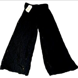 ELAN Black Lace Wide Leg Palazzo Pants Jr Sz Large (27 x 28) #15J